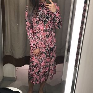 MIDI PINK FLORAL DRESS SIZE 8 NEW WITH TAGS